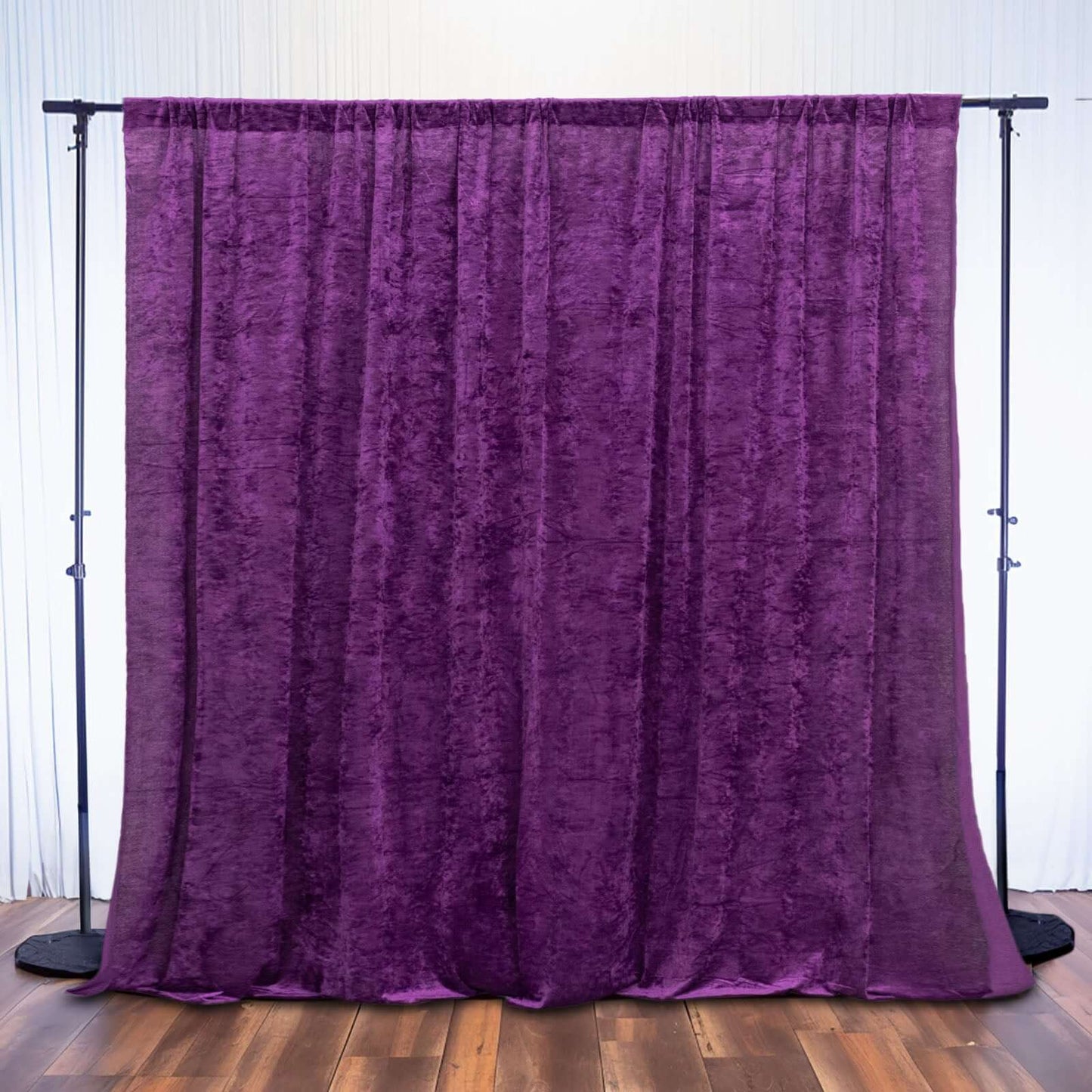 Purple Crushed Velvet Backdrop Curtain â€“ 8ft x 8ft Event Drape with Rod Pocket, Privacy Panel for Photo Booths & Events