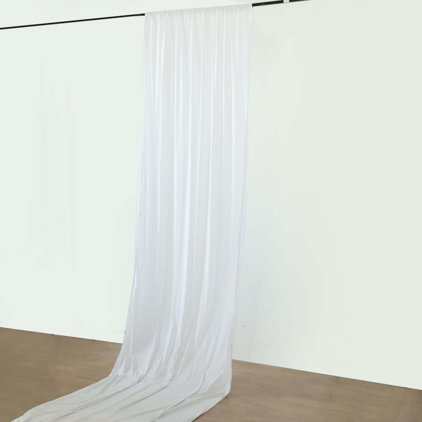 White Scuba Polyester Ceiling Drape Backdrop Curtain Panel, Commercial Grade Fire Retardant Wrinkle Free Draping Fabric With Rod Pockets - 5ftx30ft