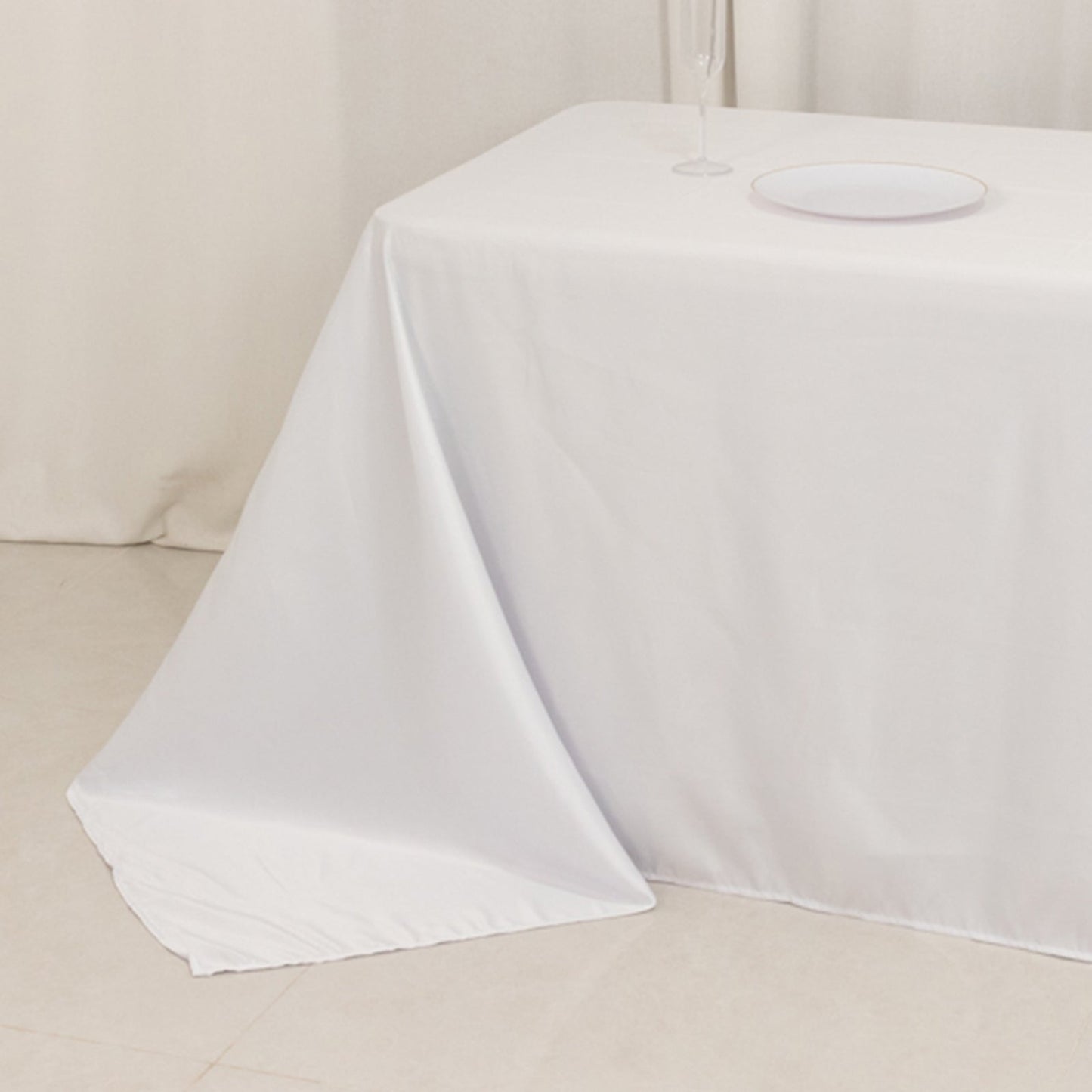 Lamour Satin 90"x156" Rectangle Tablecloth White - Luxurious, Soft Seamless Table Cover for Stylish Settings