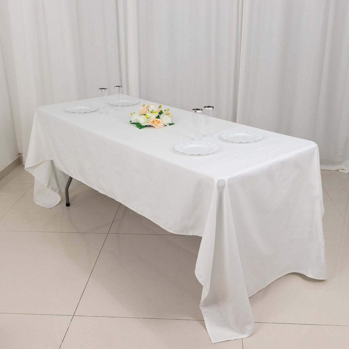 100% Cotton 60"x126" Rectangle Tablecloth White Linen - Sophisticated, Soft & Breathable Table Cover