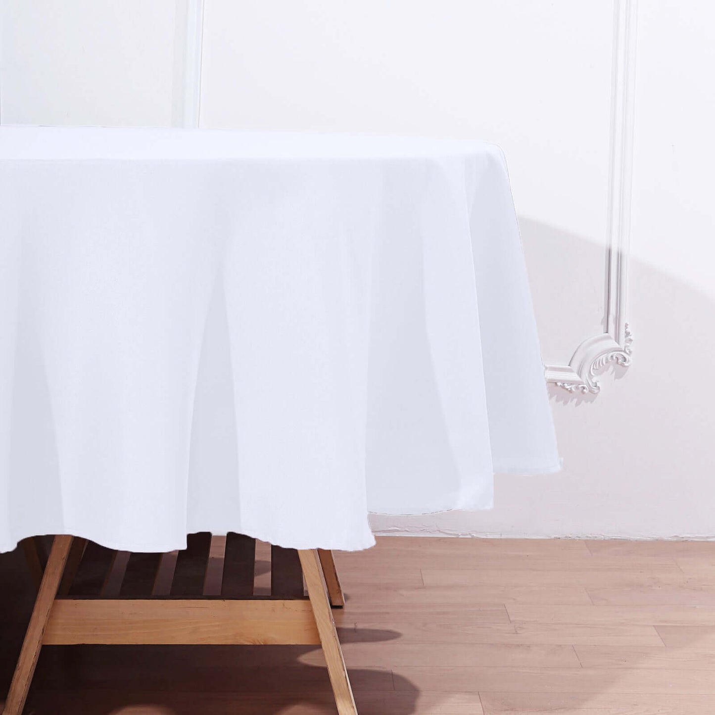 Polyester 90" Round Tablecloth White - Stain and Wrinkle-Resistant Table Cover for Party & Gatherings