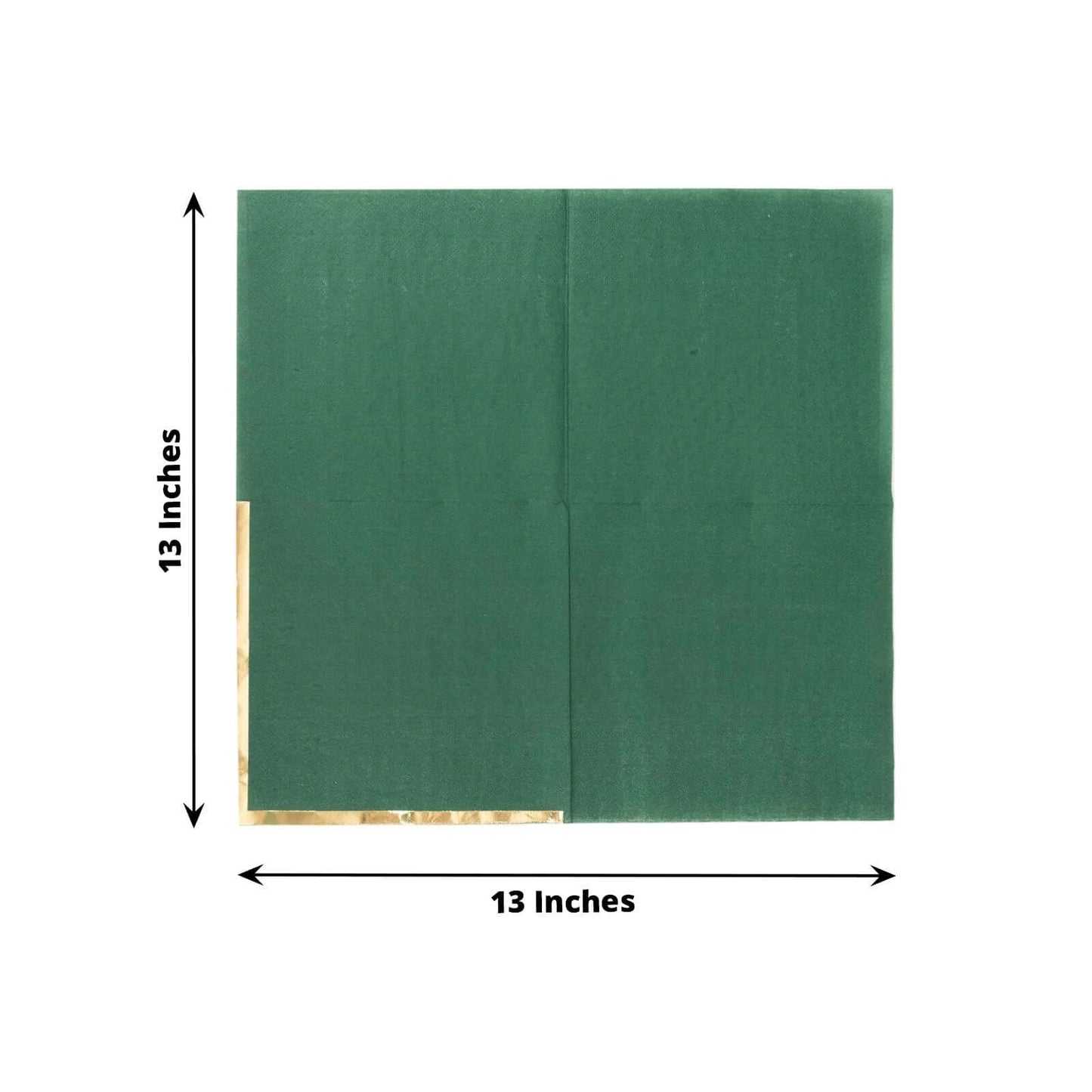 50-Pack Paper Beverage Napkins with Gold Foil Edge Hunter Emerald Green - Disposable 2 Ply Cocktail Napkins for Events 6.5"x6.5"