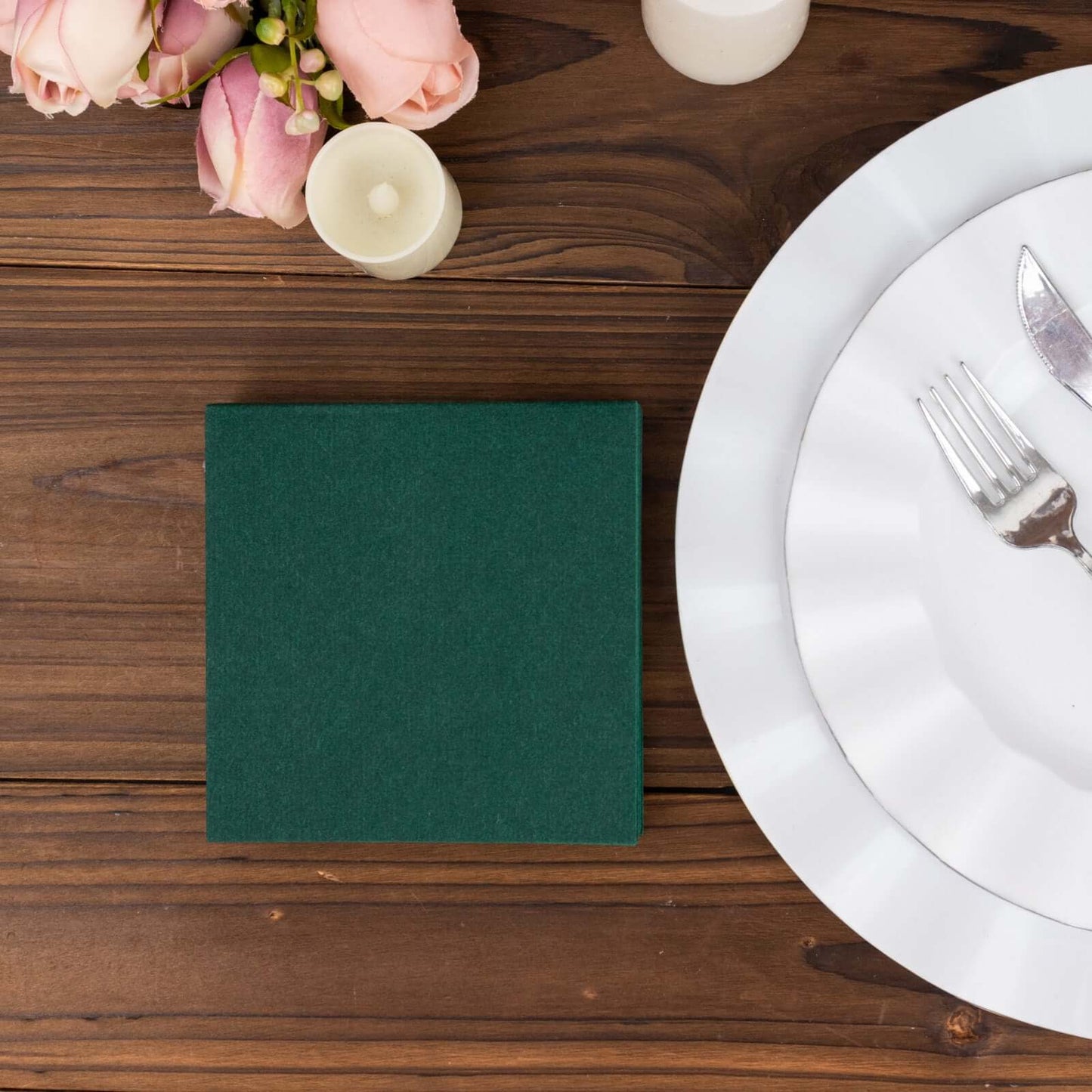 20 Pack Linen-Like Paper 5"x5" Napkins Hunter Emerald Green - Highly Absorbent Airlaid Napkins