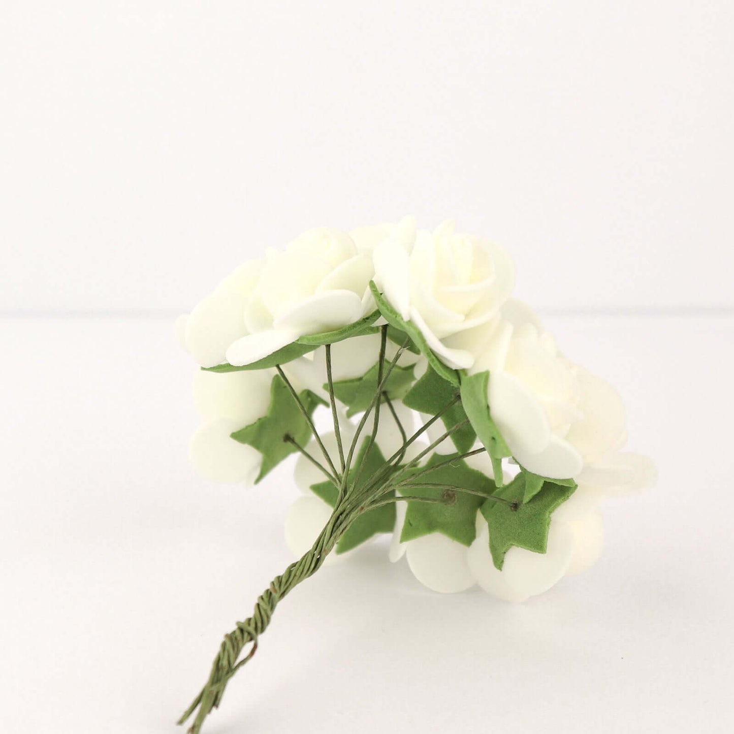 48 Roses 1" Ivory Real Touch Artificial DIY Foam Rose Flowers With Stem, Craft Rose Buds