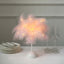 Table Lamp Feather Design Blush LED Battery Operated - Cordless Wedding Centerpiece 15"