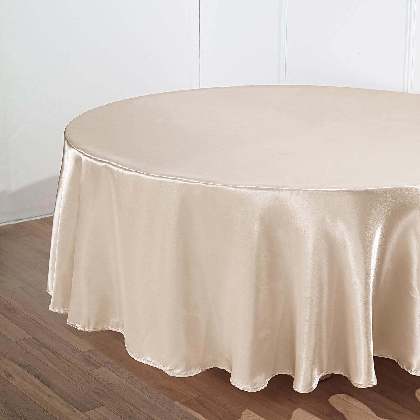 Satin 90" Round Tablecloth Beige - Smooth and Lustrous Table Cover