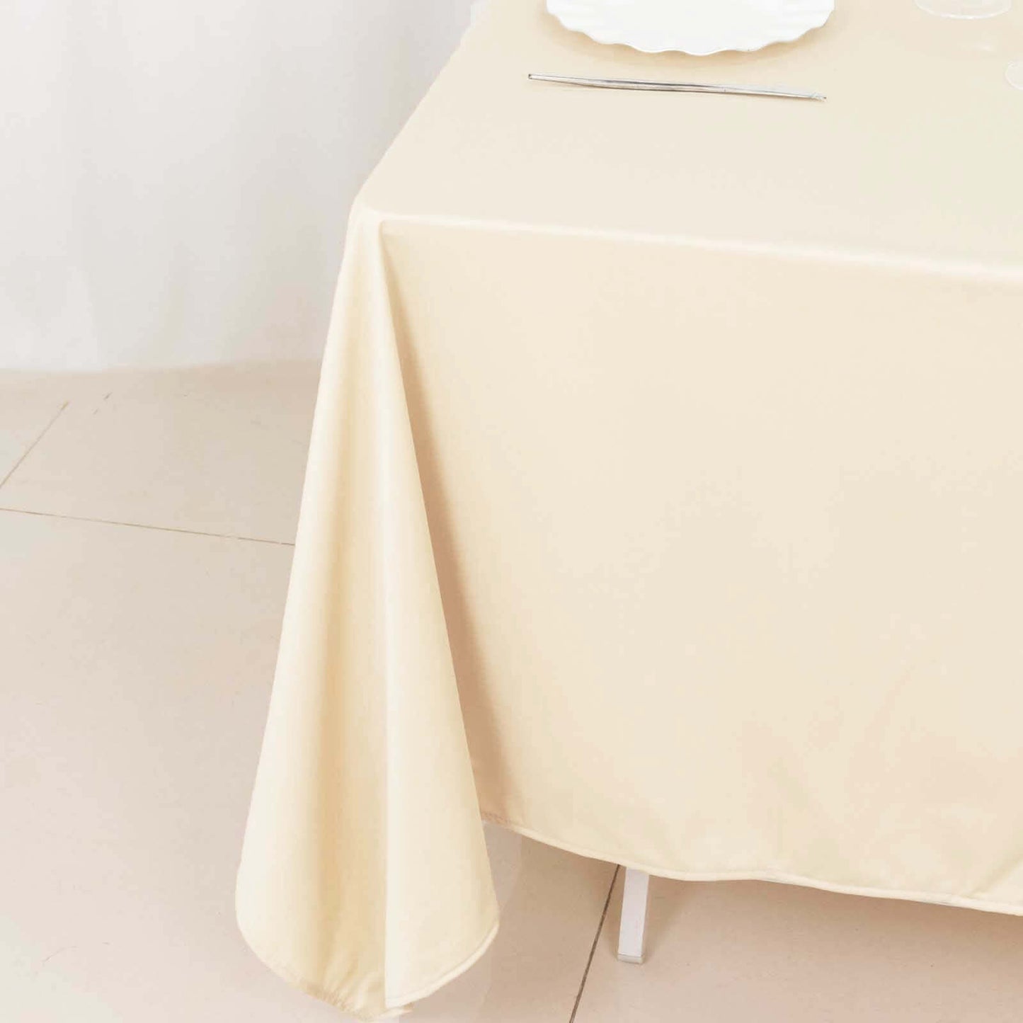 Scuba 70"x70" Table Overlay Square Tablecloth Beige - Wrinkle Free & Stain Resistant Table Cover