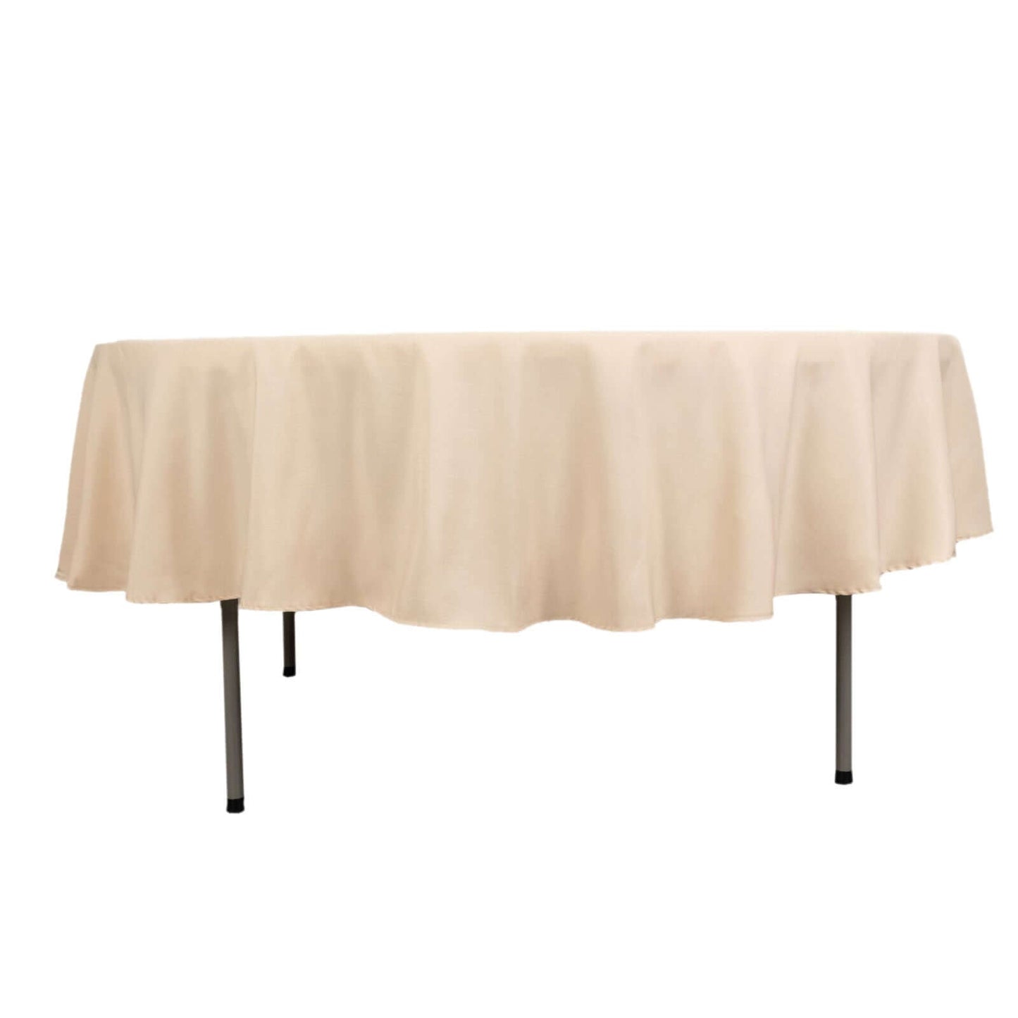 Premium Polyester 90" Round Tablecloth Beige - Stain and Wrinkle-Resistant Design with 220GSM Thickness Table Cover