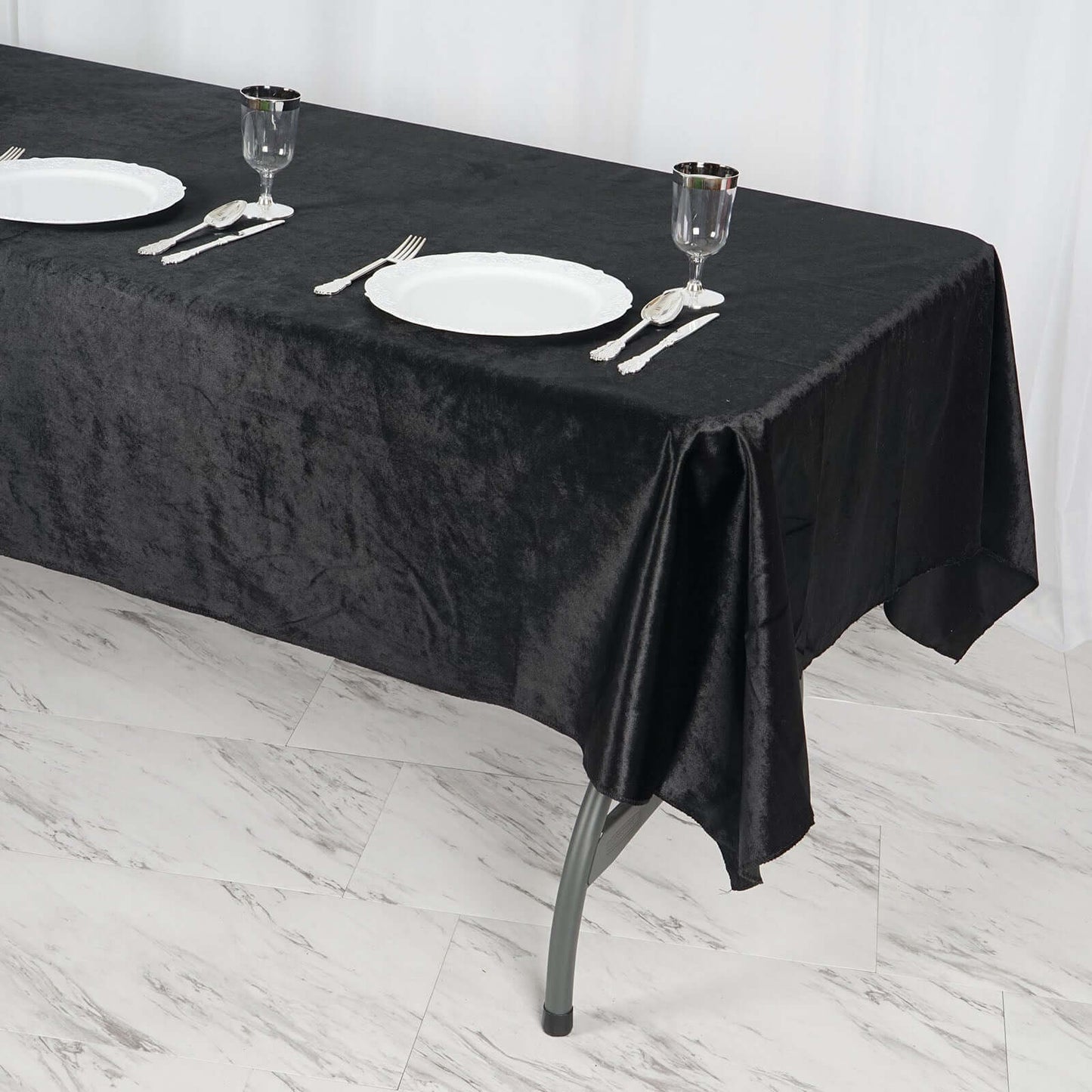 Premium Velvet 60"x102" Rectangle Tablecloth Black - Reusable & Soft Table Cover for Stylish Events