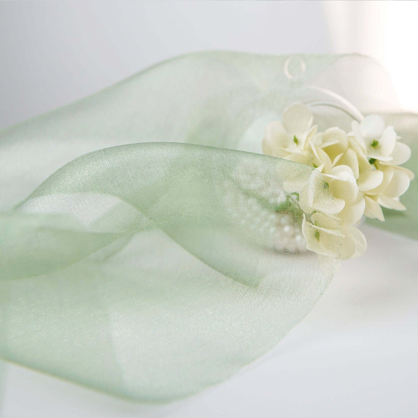 12"x10yd Sage Green Sheer Chiffon Fabric Bolt, DIY Voile Drapery Fabric