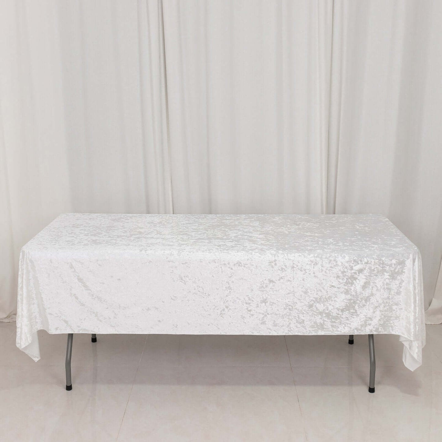 Premium Crushed Velvet 60"x102" Rectangle Tablecloth White - Reusable Soft & Classy Table Cover