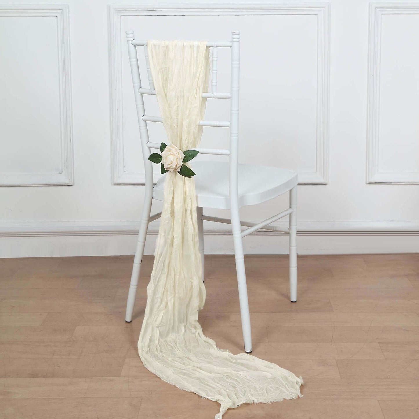 5 Pack Cheesecloth Gauze 16"x88" Chair Sashes Cream - Boho Chair Decorations