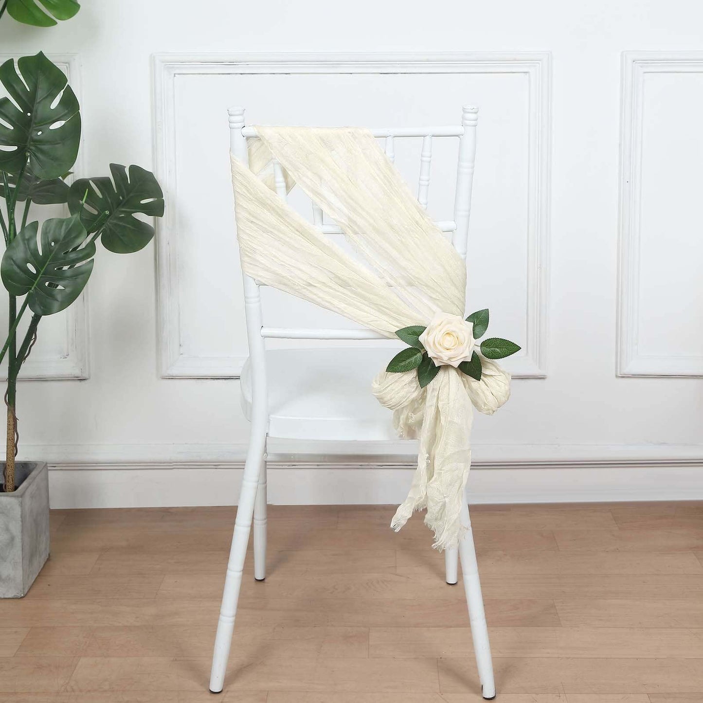 5 Pack Cheesecloth Gauze 16"x88" Chair Sashes Cream - Boho Chair Decorations