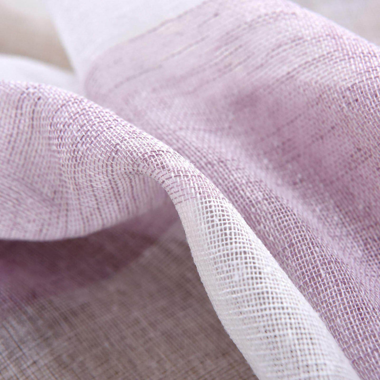 2 Pack White Lavender Lilac Cabana Print Faux Linen Curtain Panels With Chrome Grommet - 52"x108"