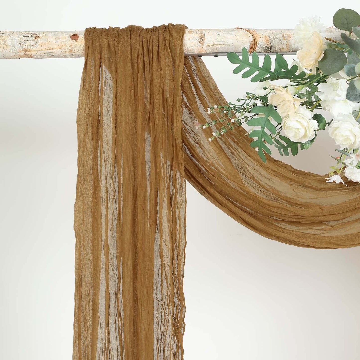 20ft Taupe Gauze Cheesecloth Fabric Wedding Arch Drapery, Window Scarf Valance, Boho Decor Arbor Curtain Panel