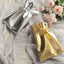 10 Pack Metallic Gold Lame Polyester 5"x7" Party Favor Gift Bags, Shiny Fabric Drawstring Candy Pouch