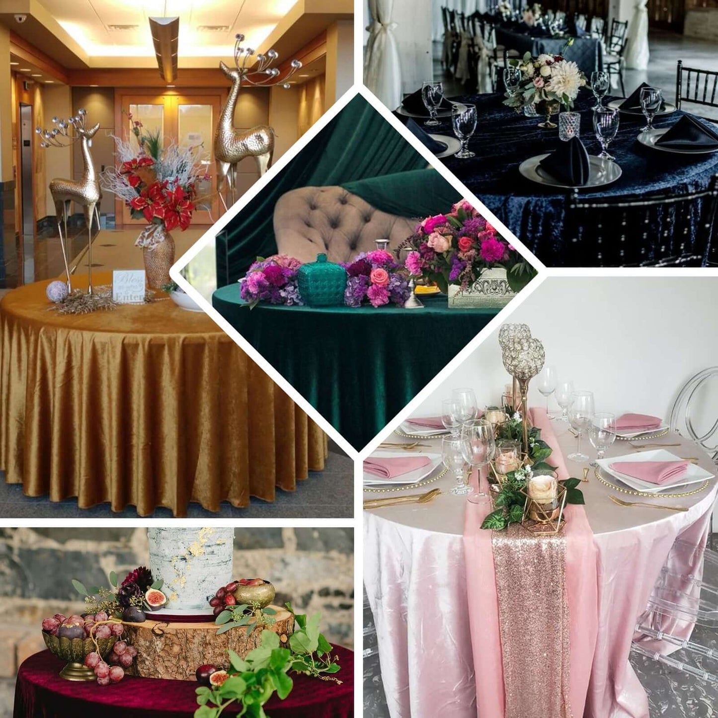 Premium Velvet 120" Round Tablecloth Gold - Reusable Soft & Seamless Table Cover for Upscale Events