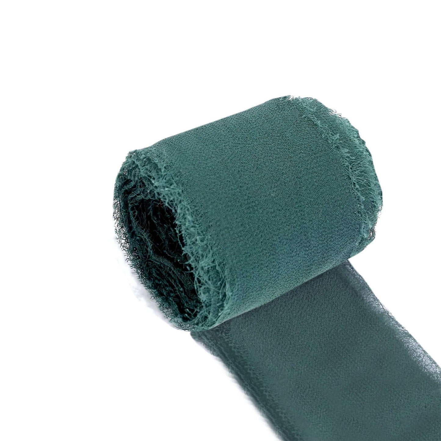2 Pack 6yds Hunter Emerald Green Silk-Like Chiffon Ribbon Roll, DIY Wedding Bouquet Linen Wrap