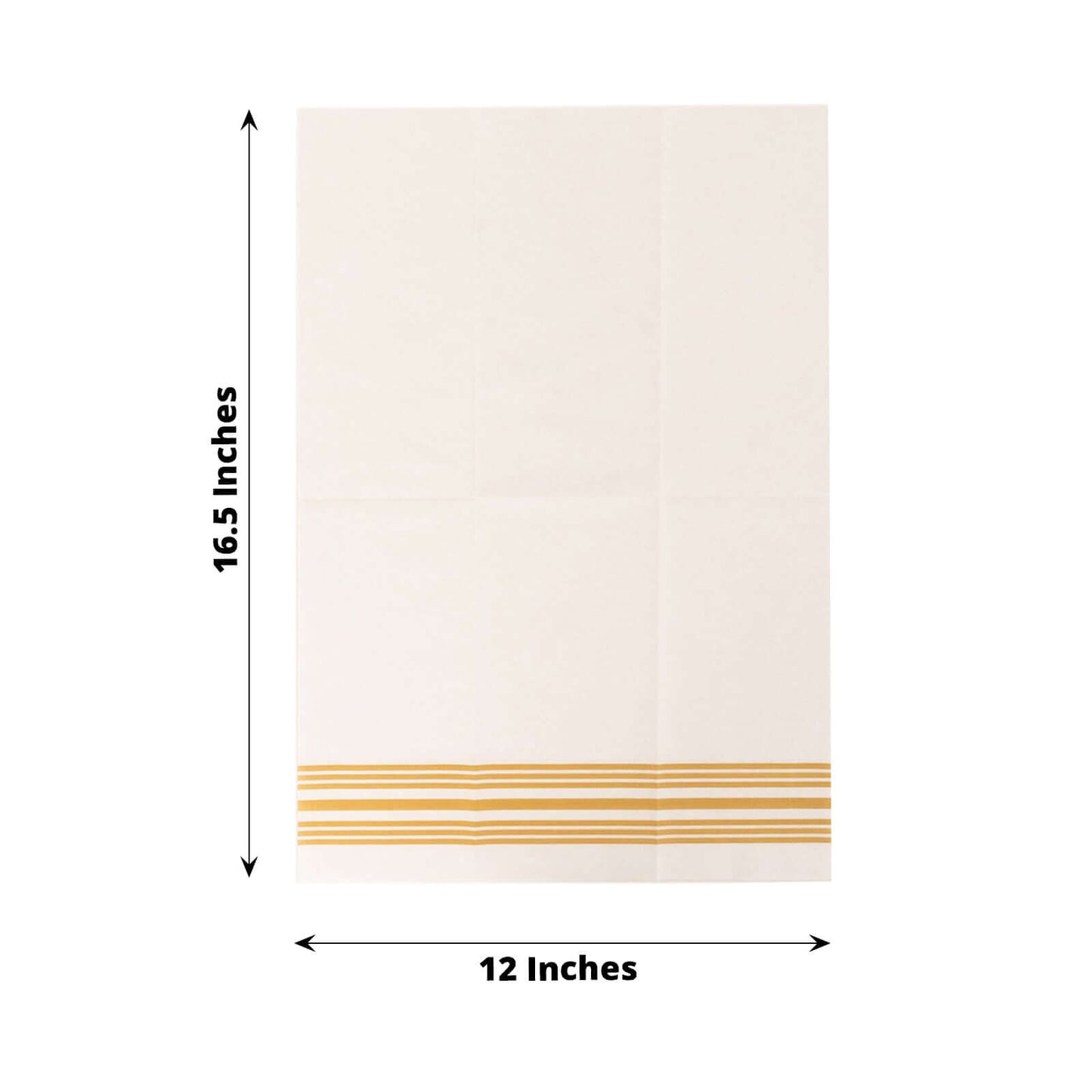 20 Pack Linen-Like Paper 8"x4" Napkins White With Gold Lines - Soft Hygienic Airlaid Guest Towels