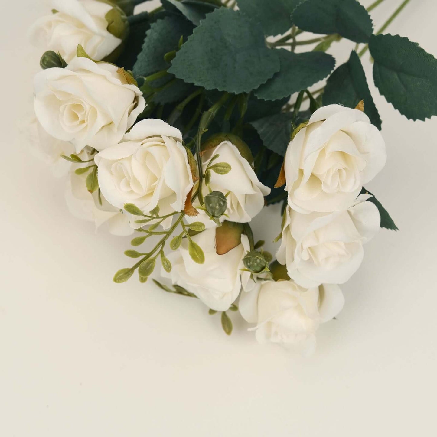 2 Pack 12" Ivory Artificial Open Rose Flower Arrangements, Small Faux Floral Bouquets