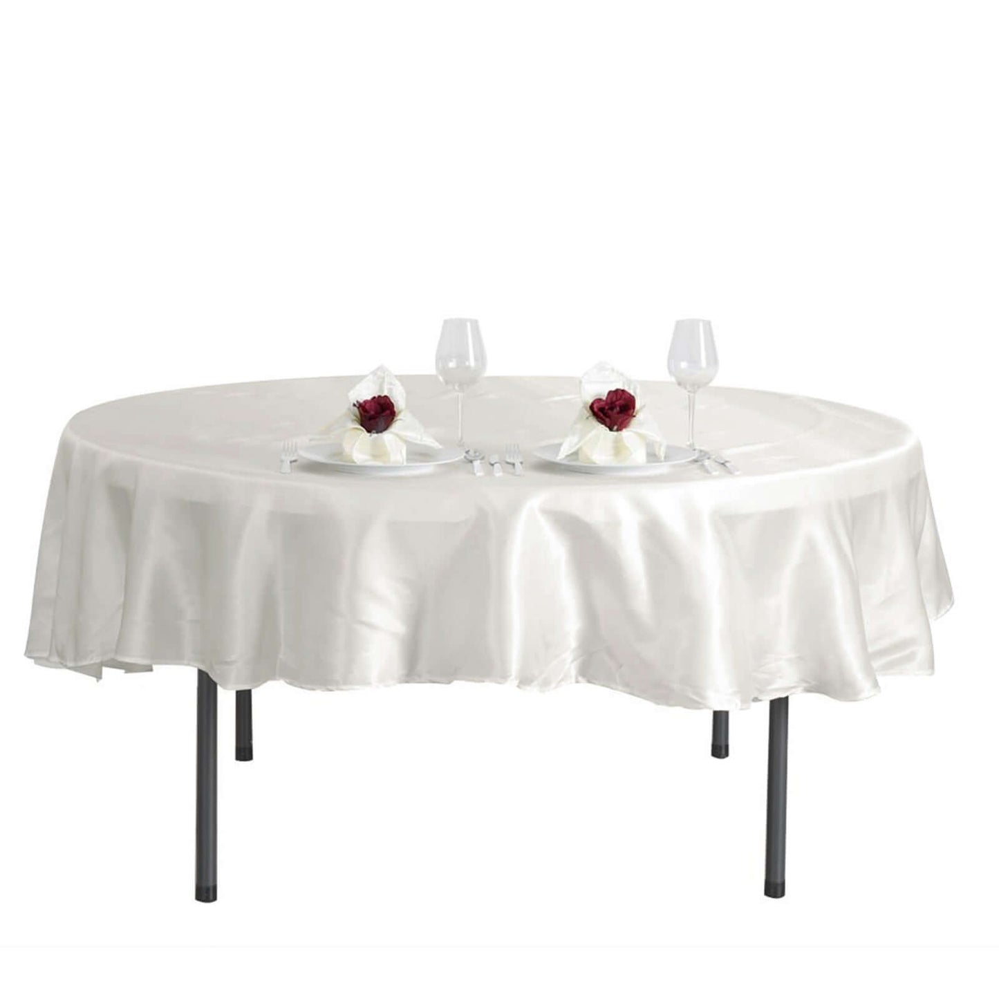 Satin 90" Round Tablecloth Ivory - Smooth and Lustrous Table Cover