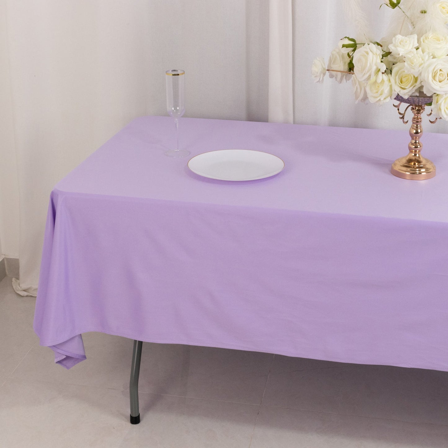 Scuba Rectangular 60"x102" Tablecloth Lavender Lilac - Wrinkle Free & Stain Resistant Table Cover