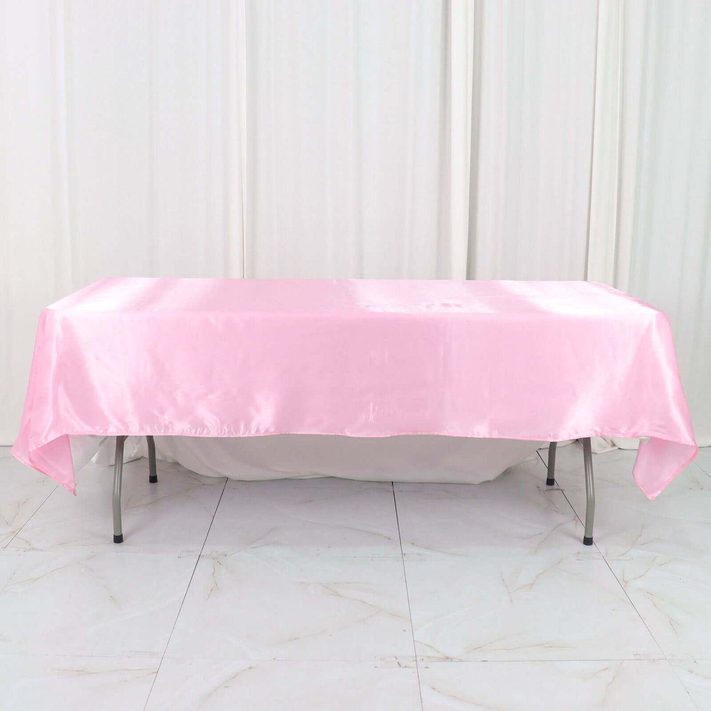 Satin Rectangular 60"x102" Tablecloth Pink - Smooth and Lustrous Table Cover
