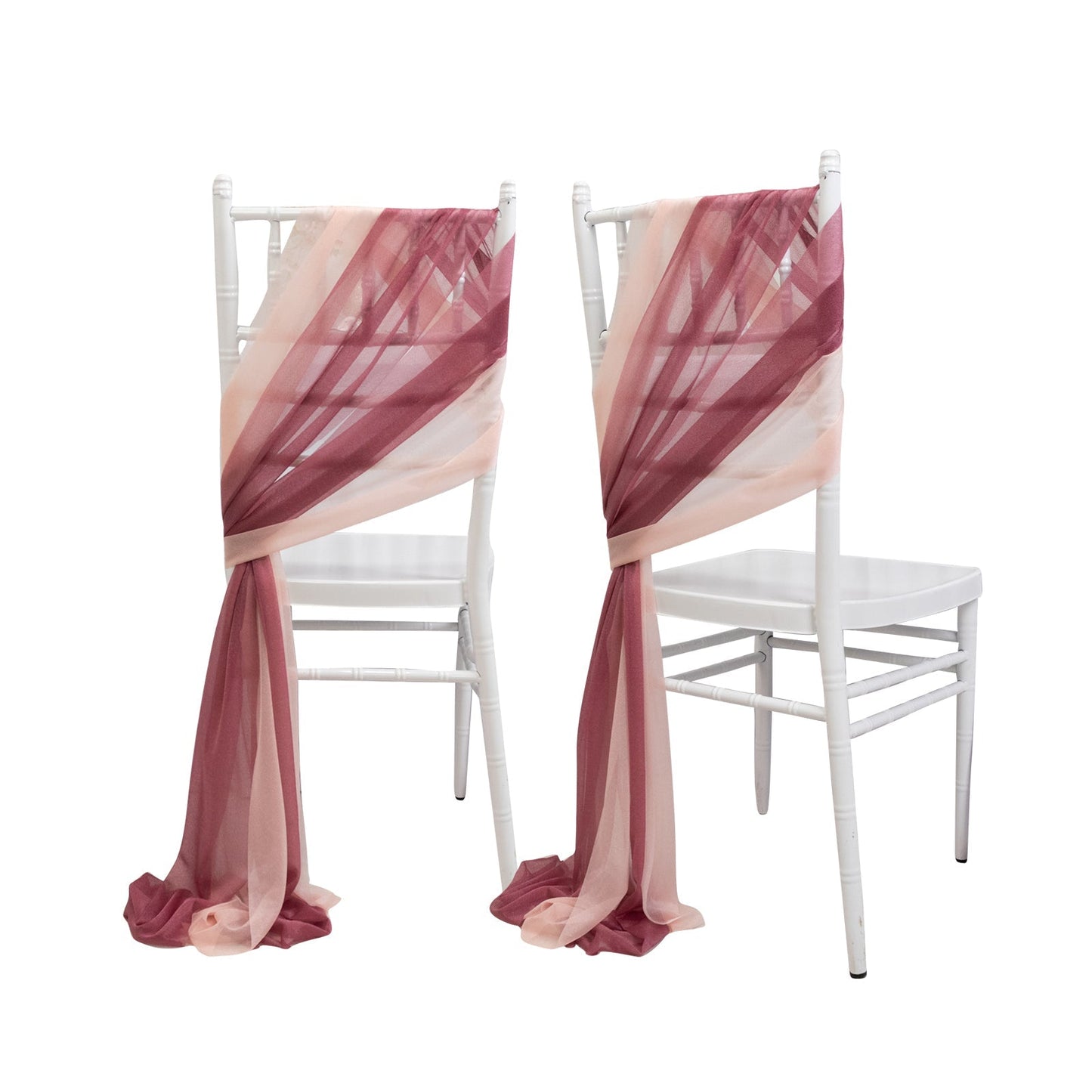 20-Pack Sheer Chair Drape Decor in Mauve and Blush â€“ 9ft Shimmer Sash, Wrinkle-Free
