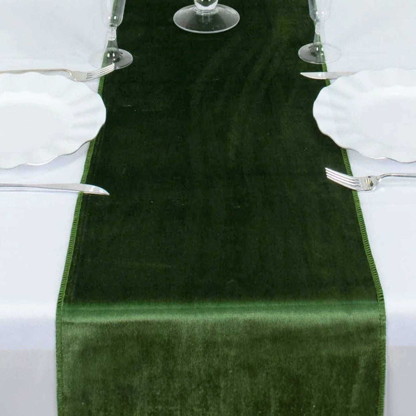 Premium Velvet 12"x108" Table Runner Olive Green - Sheen Finish Reusable Table Decor