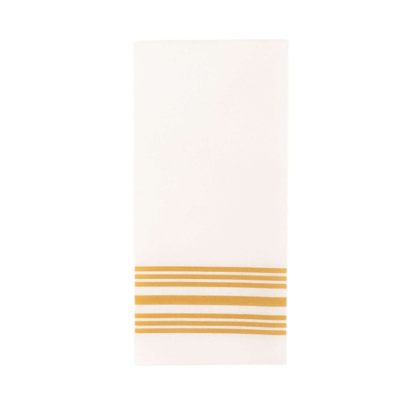 20 Pack Linen-Like Paper 8"x4" Napkins White With Gold Lines - Soft Hygienic Airlaid Guest Towels