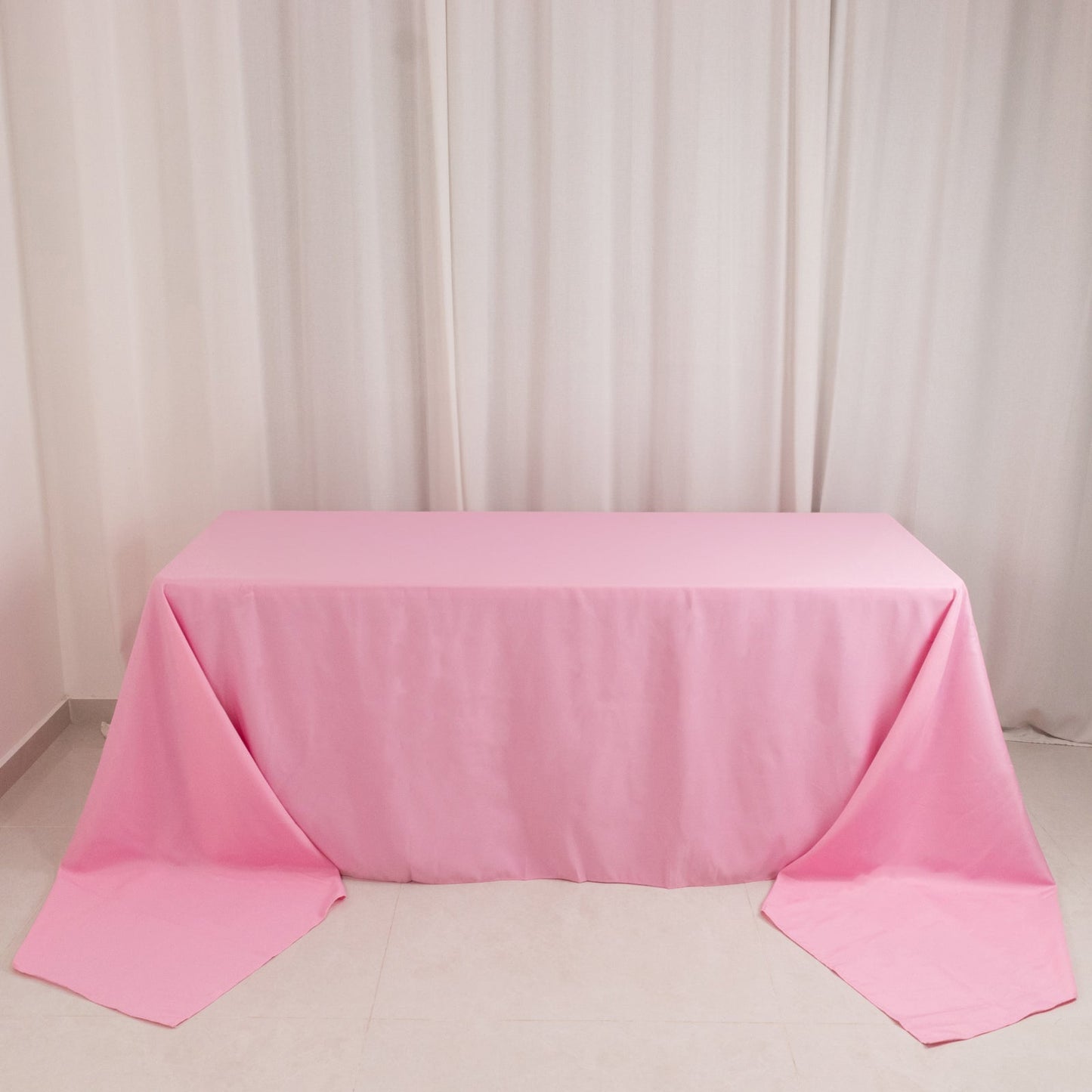 Premium Polyester 90"x156" Rectangle Tablecloth Pink - Seamless 220GSM Stain-Resistant Table Cover