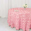Satin 120" Round Tablecloth Pink - Grandiose 3D Rosette with Seamless Finish Table Cover