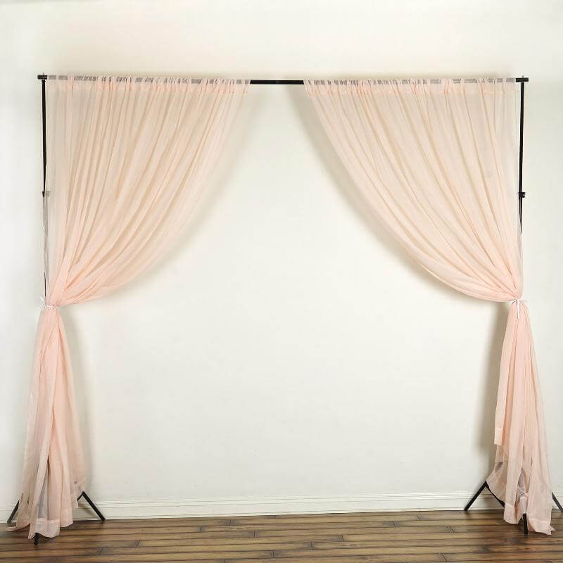 2 Pack Blush Sheer Chiffon Event Curtain Drapes, Durable Flame Resistant Organza Backdrop Event Panels With Rod Pockets - 10ftx10ft