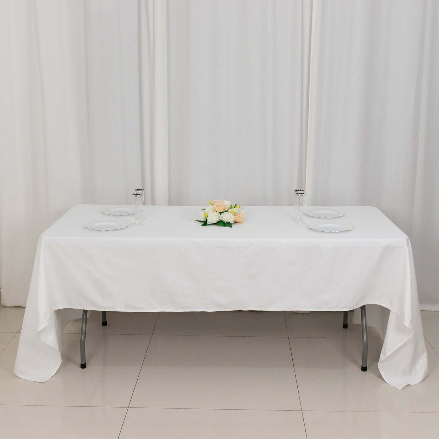 100% Cotton 60"x126" Rectangle Tablecloth White Linen - Sophisticated, Soft & Breathable Table Cover