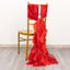 5 Pack Chiffon Satin Chair Sashes Red - Easy to Install Ruffled Curly Willow
