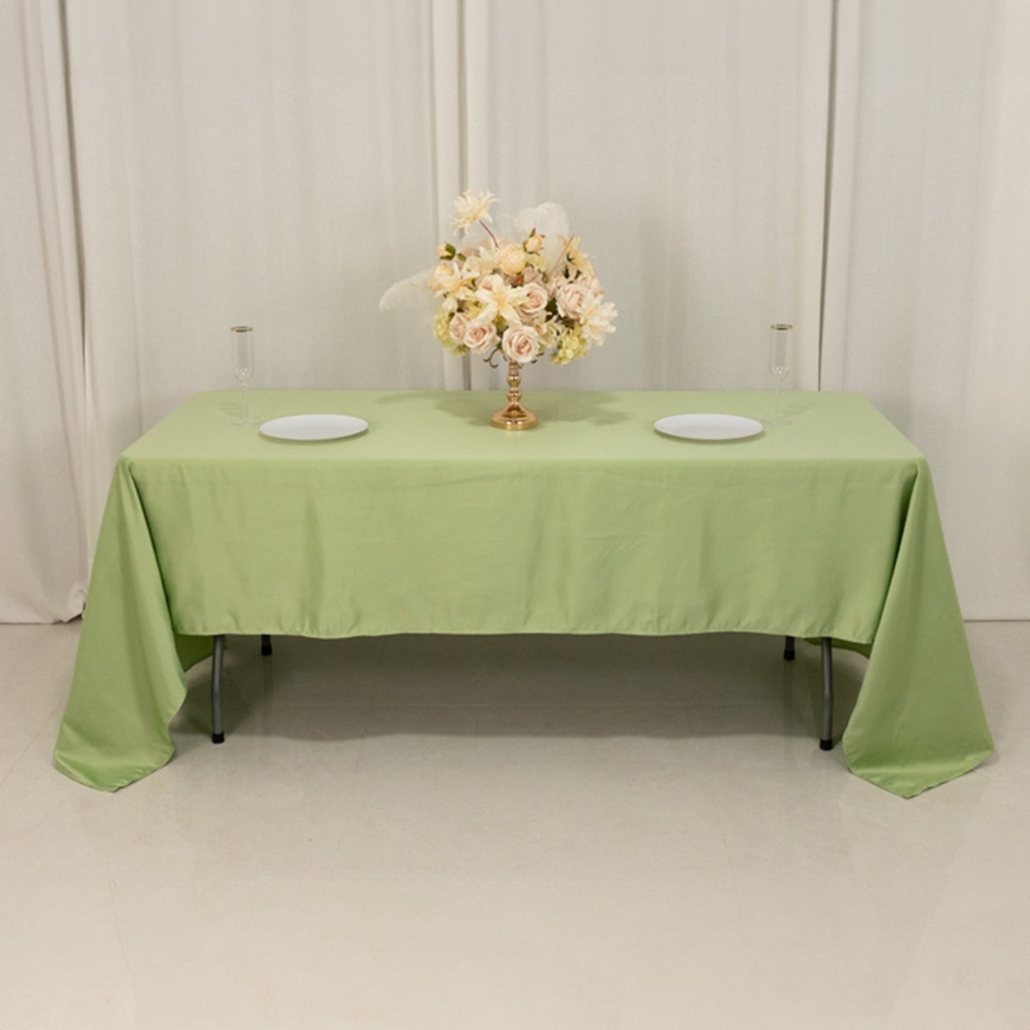 Lamour Satin 60"x126" Rectangle Tablecloth Sage Green - Soft & Silk-Like Table Cover