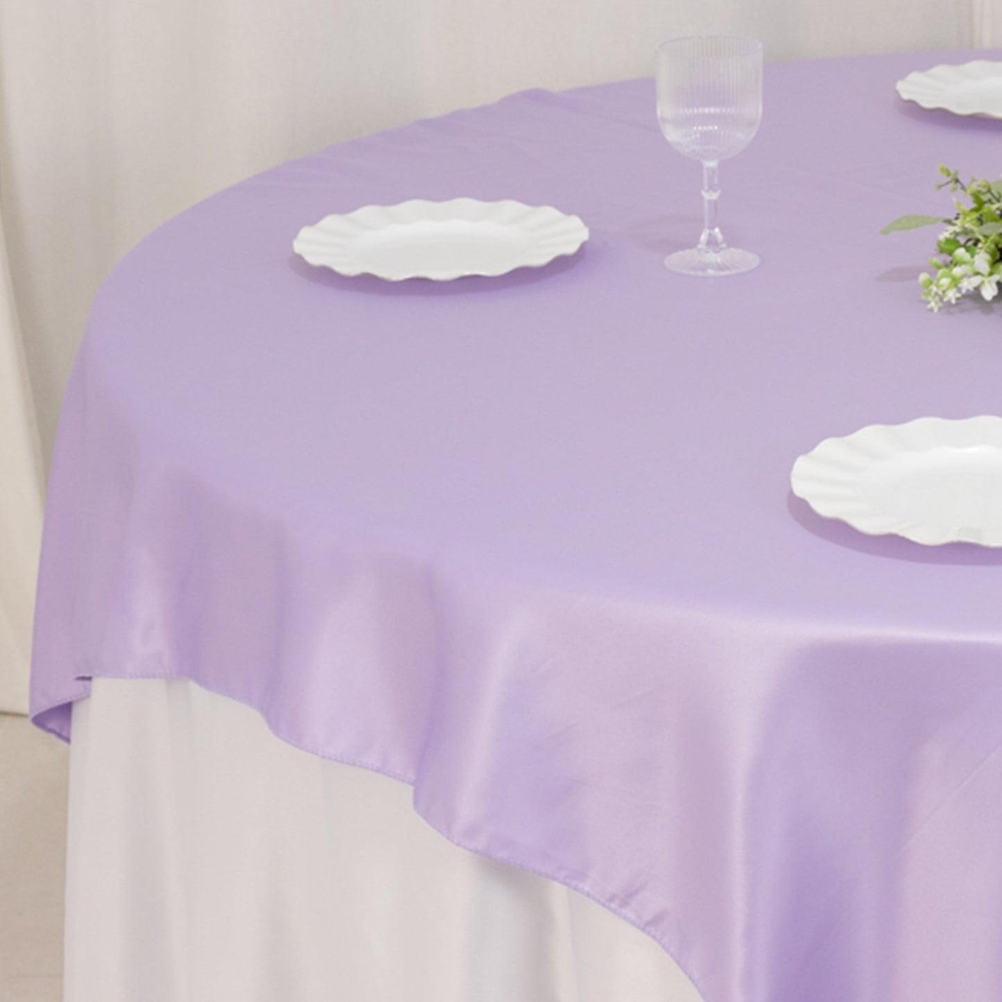 Lamour Satin 72"x72" Table Overlay Square Tablecloth Lavender Lilac - Smooth Finish Table Topper