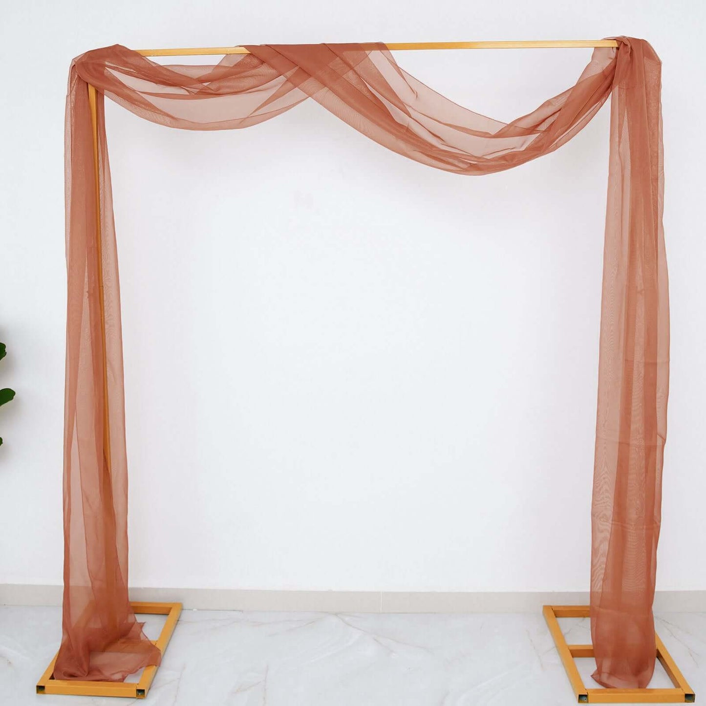 18ft Terracotta (Rust) Sheer Organza Wedding Arch Drapery Fabric, Window Scarf Valance