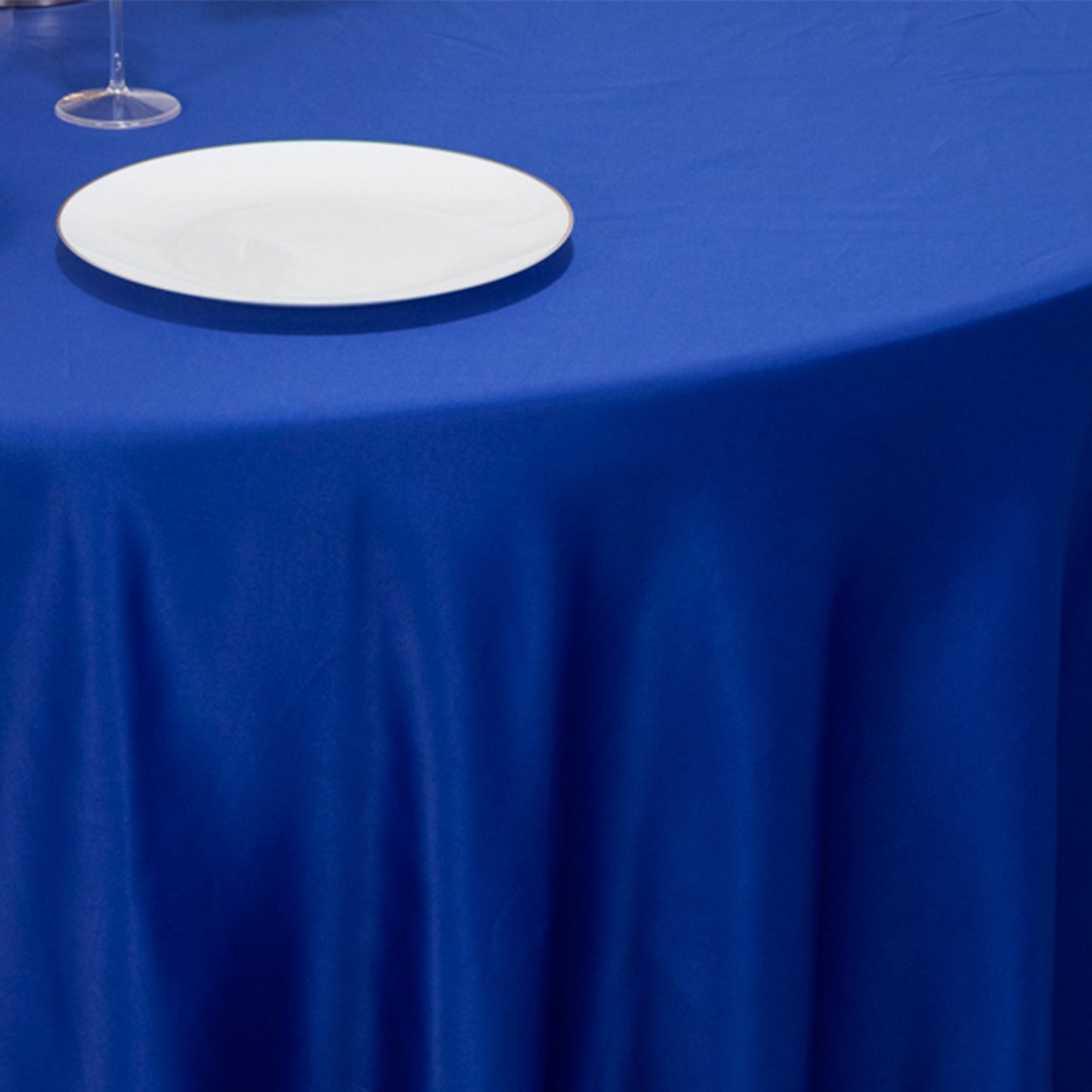 Lamour Satin 120" Round Tablecloth Royal Blue - Seamless Table Cover with Soft Tempered Sheen