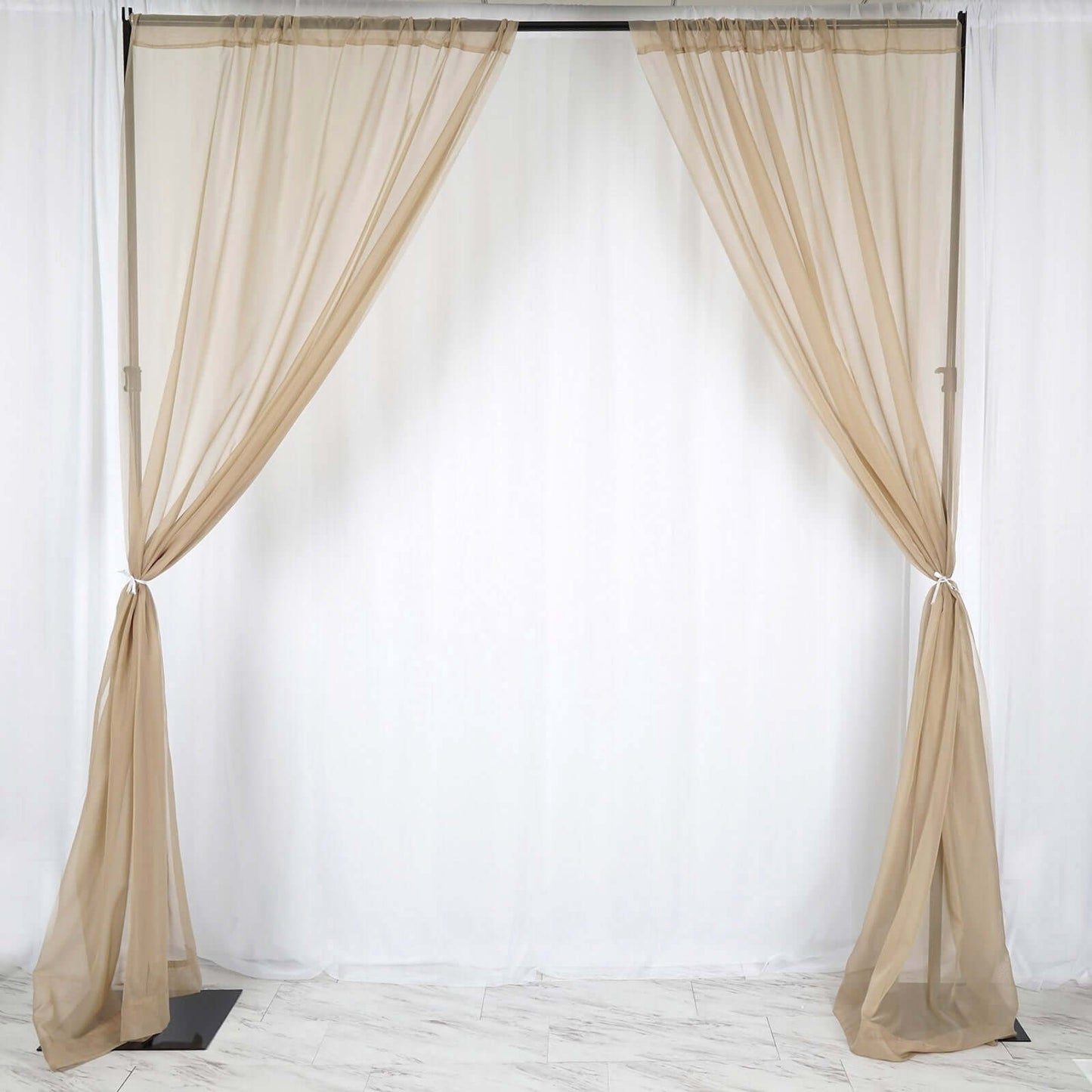 2 Pack Natural Sheer Chiffon Event Curtain Drapes, Durable Flame Resistant Organza Backdrop Event Panels With Rod Pockets - 10ftx10ft