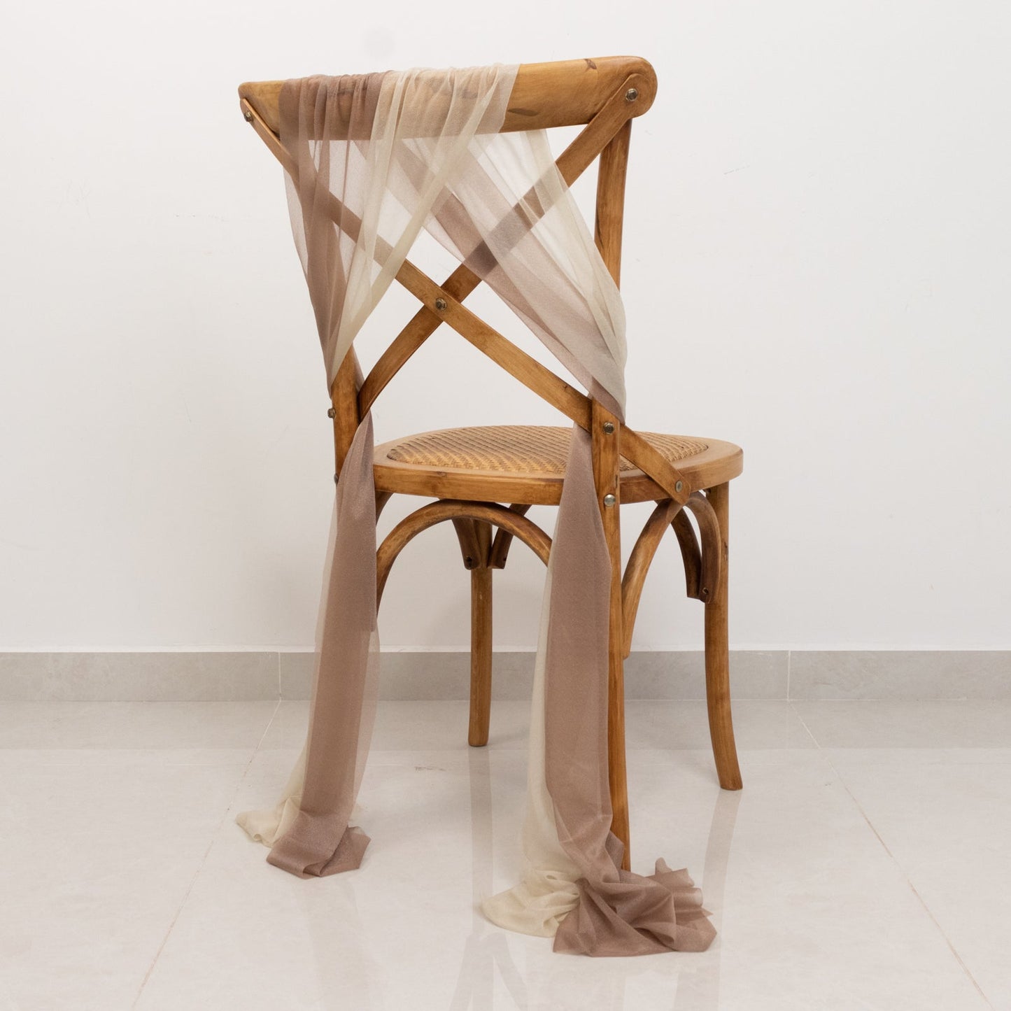 20-Pack Sheer Chair Drape Decor in Taupe and Beige â€“ 9ft Shimmer Sash, Wrinkle-Free