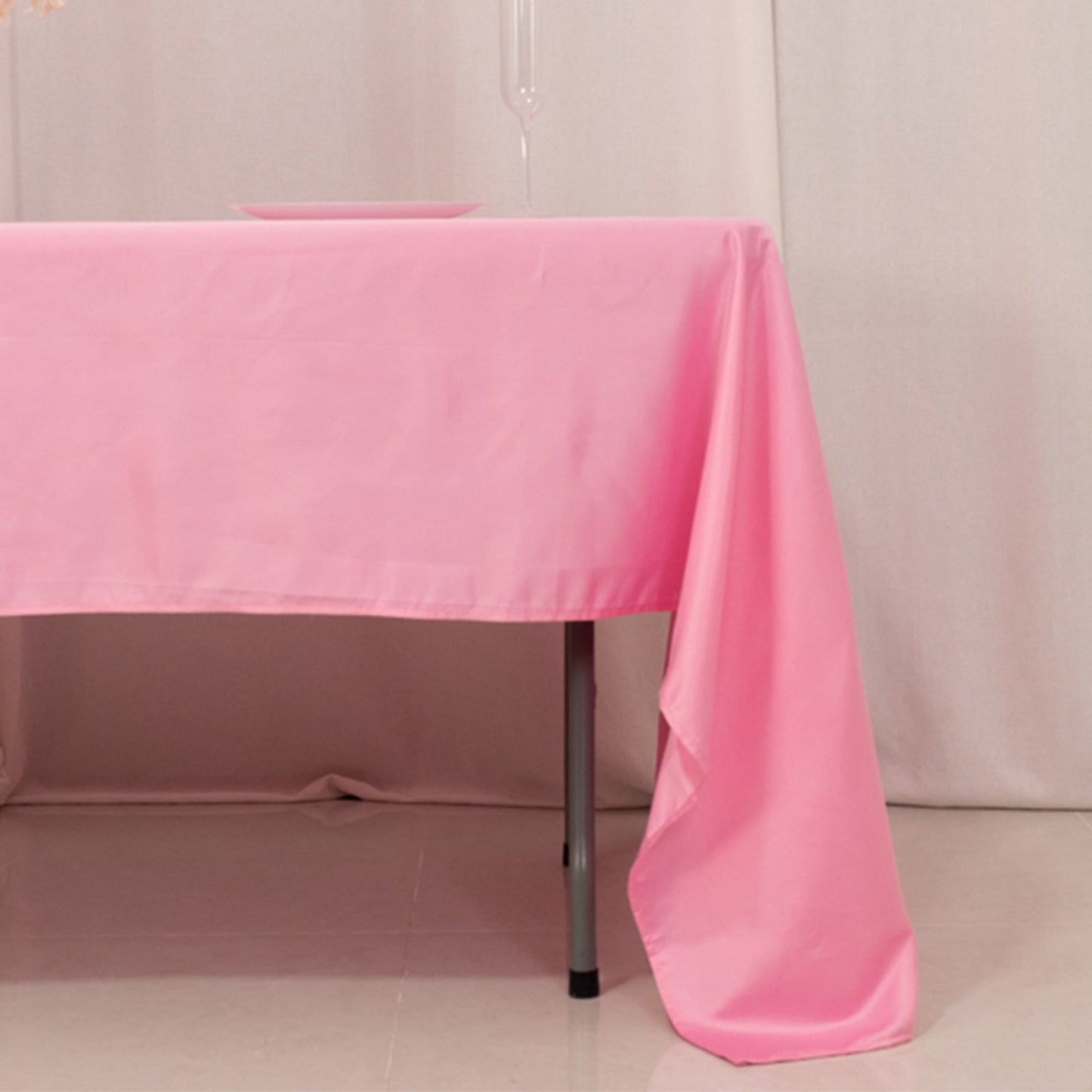 Lamour Satin 60"x126" Rectangle Tablecloth Pink - Soft & Silk-Like Table Cover