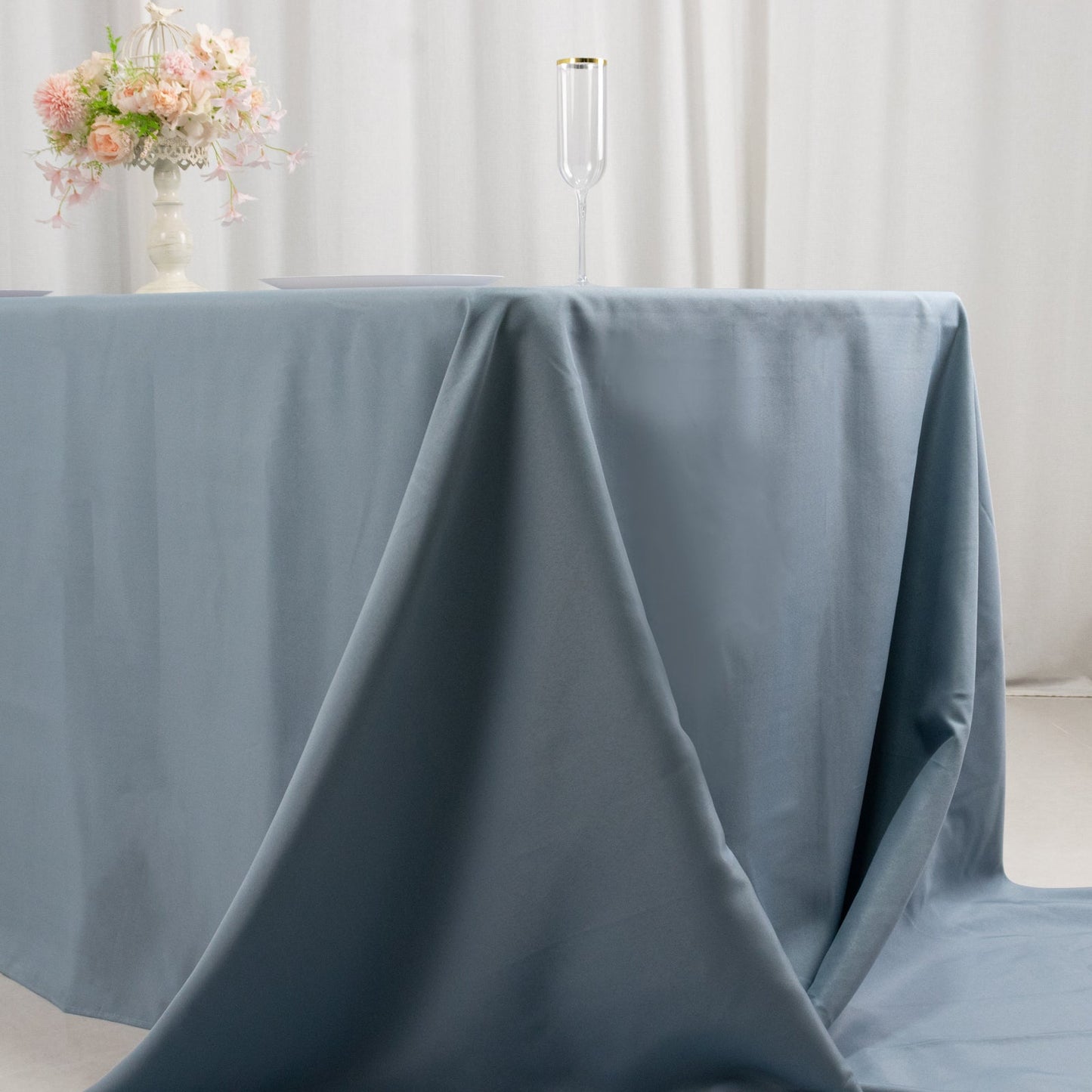 Premium Polyester 90"x156" Rectangle Tablecloth Dusty Blue - Seamless 220GSM Stain-Resistant Table Cover