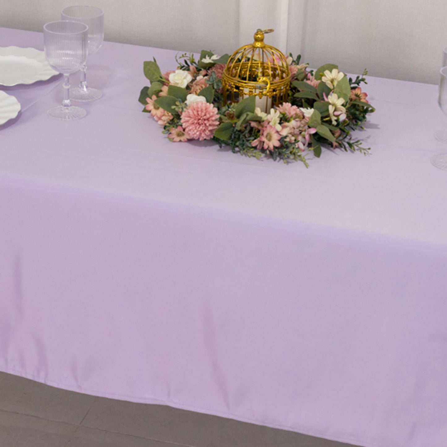 Lamour Satin 60"x102" Rectangle Tablecloth Lavender Lilac - Durable & Silky Soft Feel Table Cover