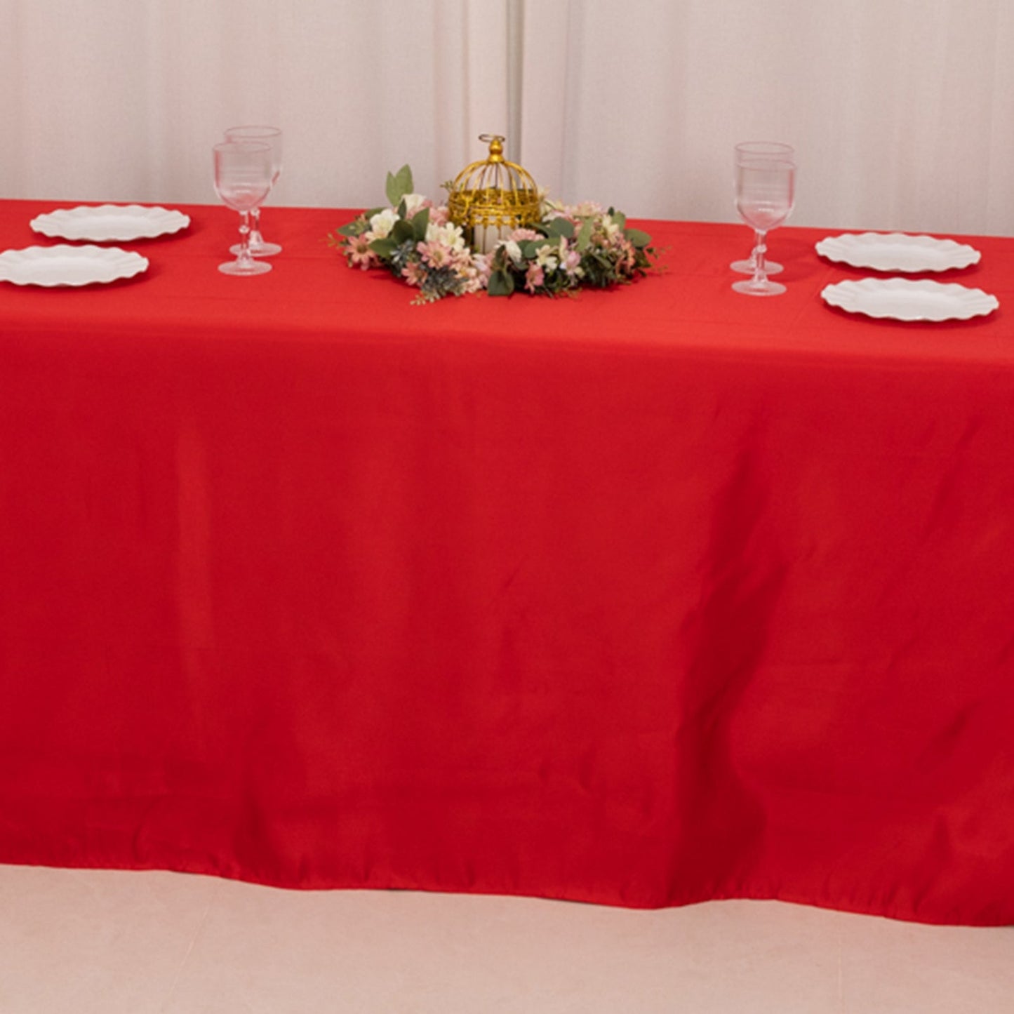 Lamour Satin 90"x156" Rectangle Tablecloth Red - Luxurious, Soft Seamless Table Cover