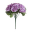 12" Lavender Lilac Artificial Velvet-Like Fabric Rose Flower Bouquet Bush