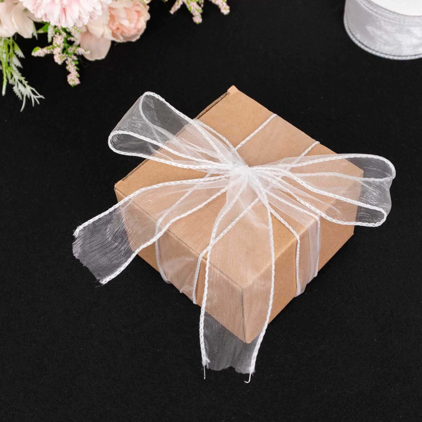 10 Yards 1.5" White Sheer Organza Wired Edge Ribbon