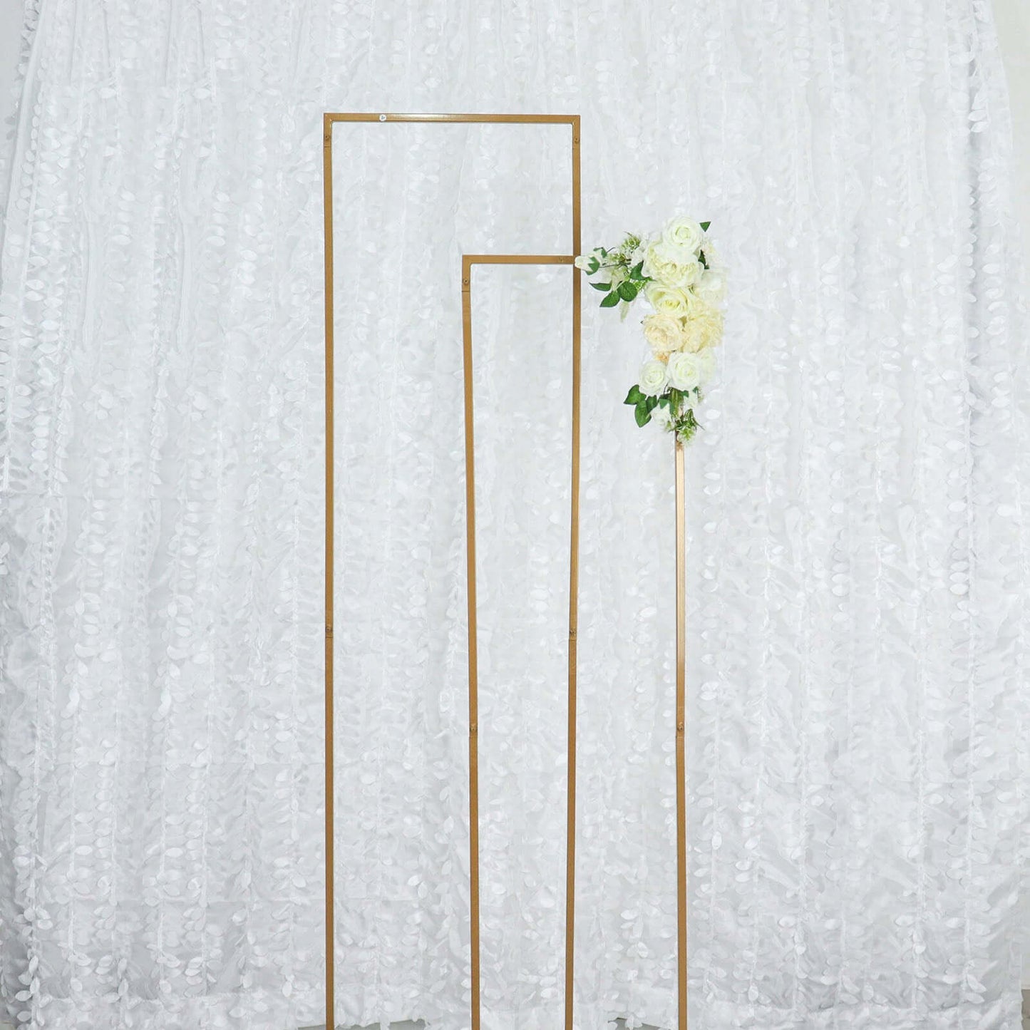 8ftx8ft White 3D Leaf Petal Taffeta Event Curtain Drapes, Backdrop Event Panel With Rod Pocket