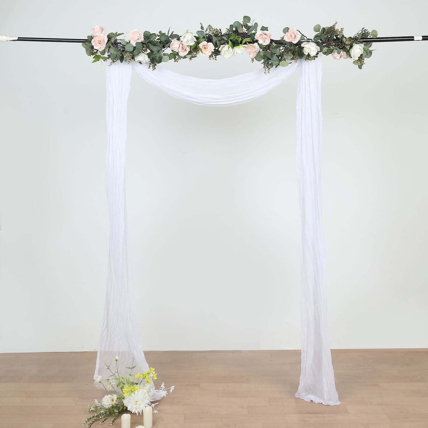 20ft White Gauze Cheesecloth Fabric Wedding Arch Drapery, Window Scarf Valance, Boho Decor Arbor Curtain Panel