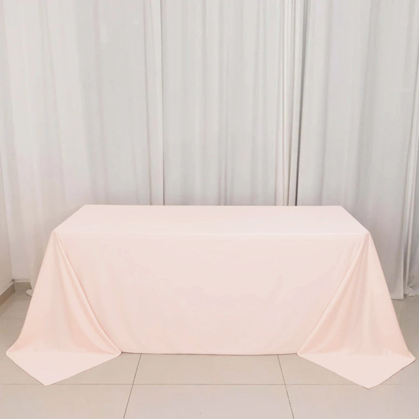 Scuba Rectangular 90"x132" Tablecloth Blush - Wrinkle Free, Stain Resistant & Seamless Table Cover